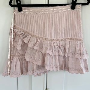 Love Shack Fancy pink ruffle skirt